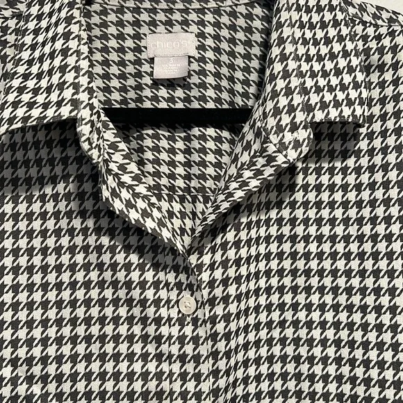 Chico’s houndstooth blouse, size -3 - Picture 3 of 11
